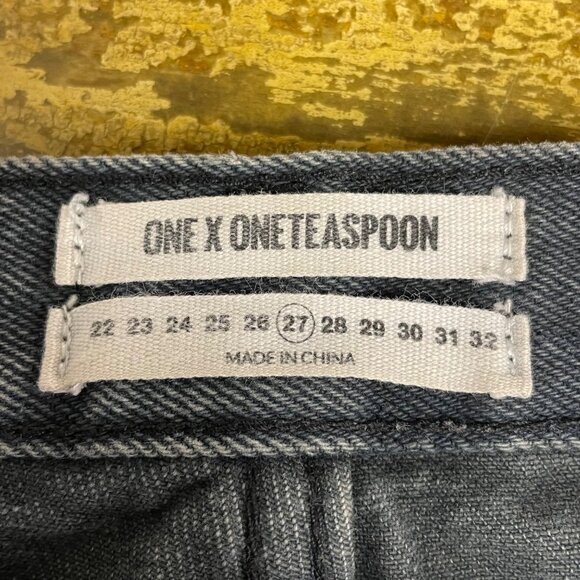 One x One Teaspoon Awesome Baggies Distressed Jeans Black Sz 27 - Picture 8 of 10